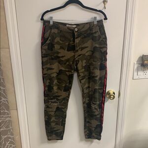 Papaya Camouflage Pants with Red Stripe in Sz L